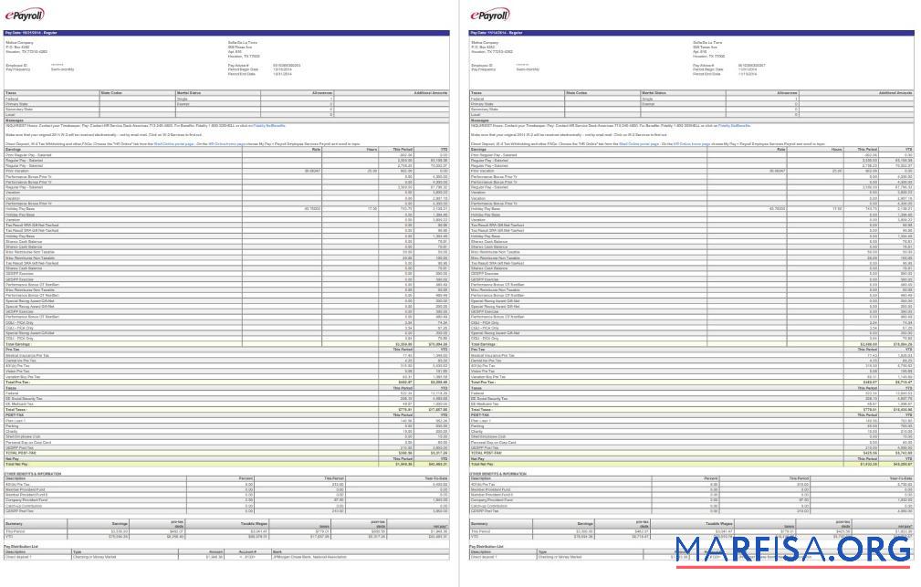 Printable Epayroll Motiva company pay stubs real example